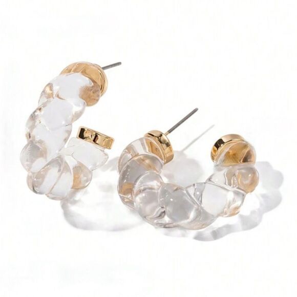 Anthropologie Jewelry - Clear crystal hoop earrings N459